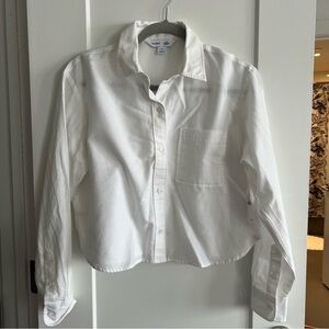 Old Navy White Long-Sleeve Button Shirt with Chest Pocket